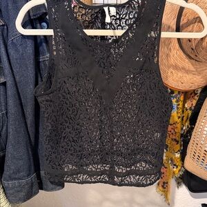 Frenchi Black Lace Crop Top